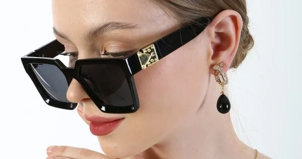TurkAttar Gold and Black Women s Sunglasses Turkish Women s Sunglasses Polarized UV Protection with Trendy Design